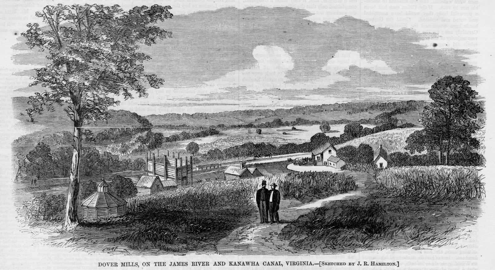 Dover Mills on the James River, 19th-century engraving